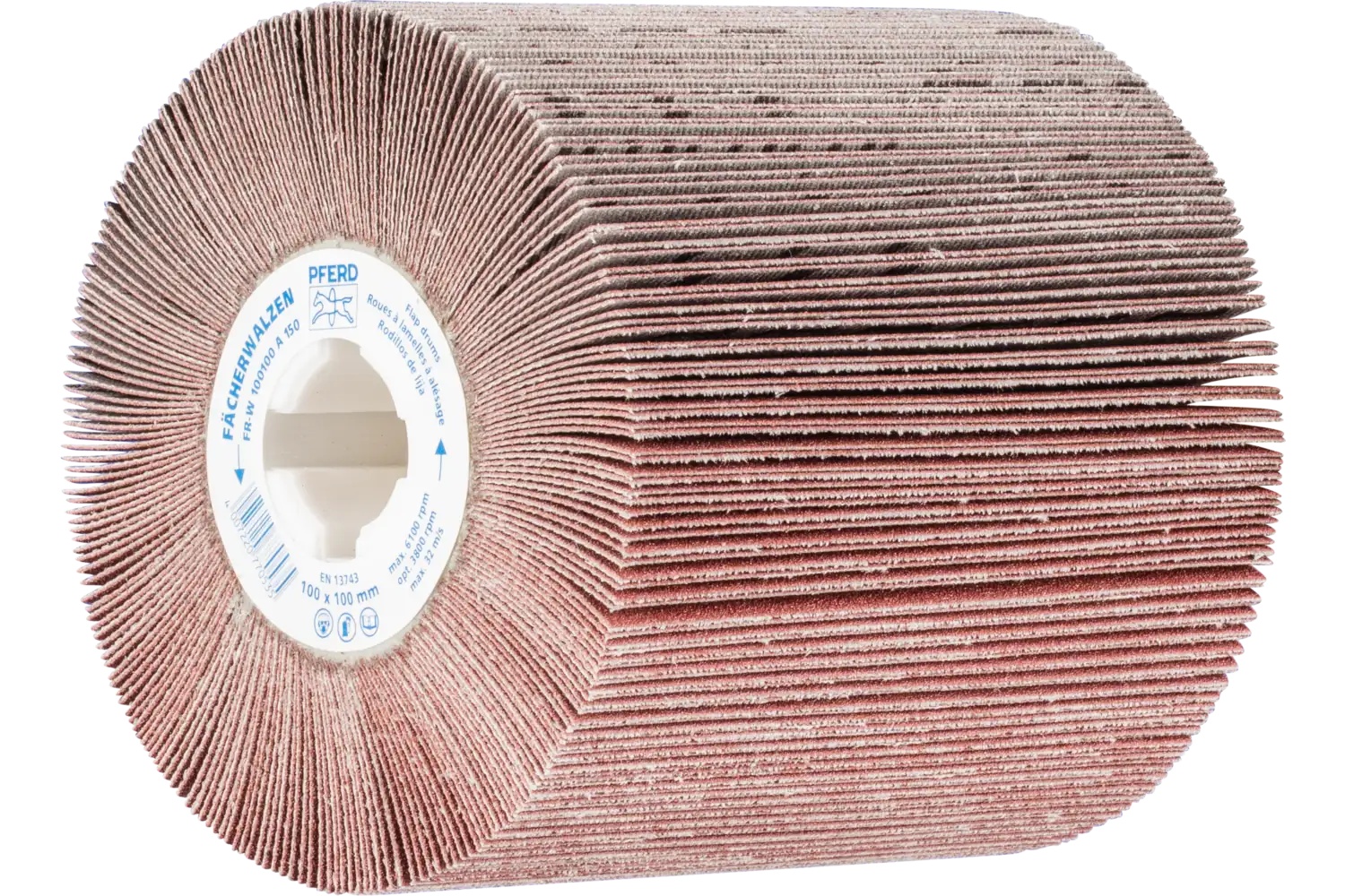 Picture of Pferd Flap Drum, 4" x 4, 3/4" Keyed Arbor, 150 Grit, Aluminum oxide